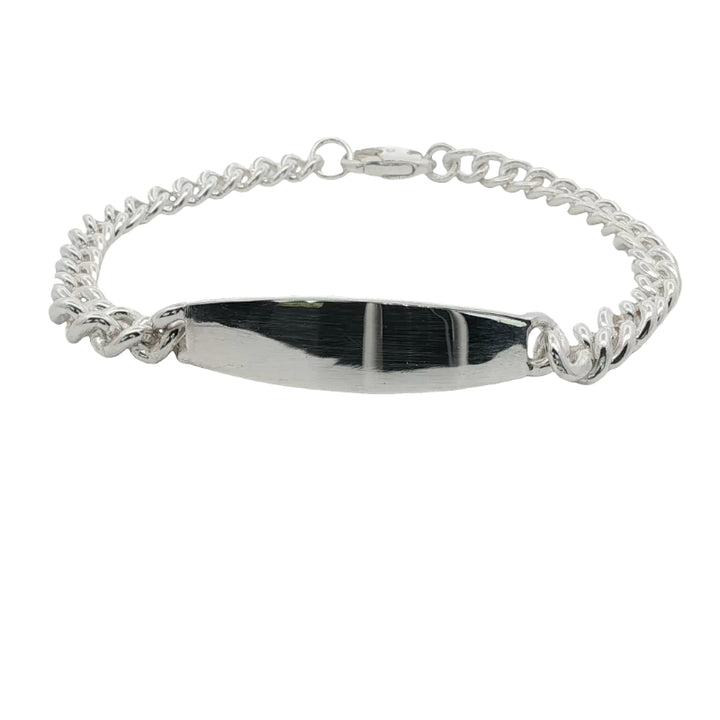 Engravable ID curb bracelet in sterling silver