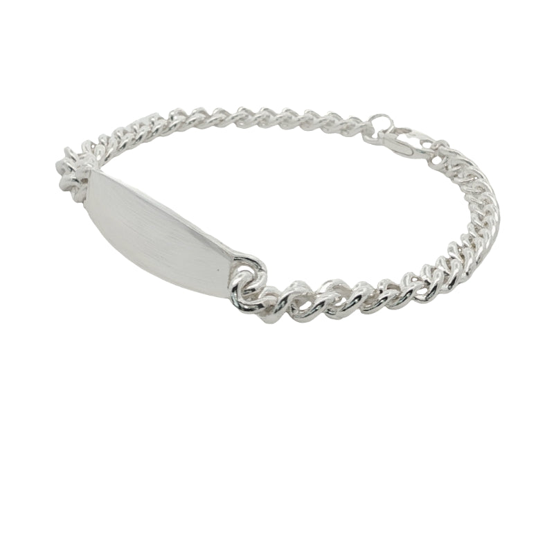 Engravable ID curb bracelet in sterling silver