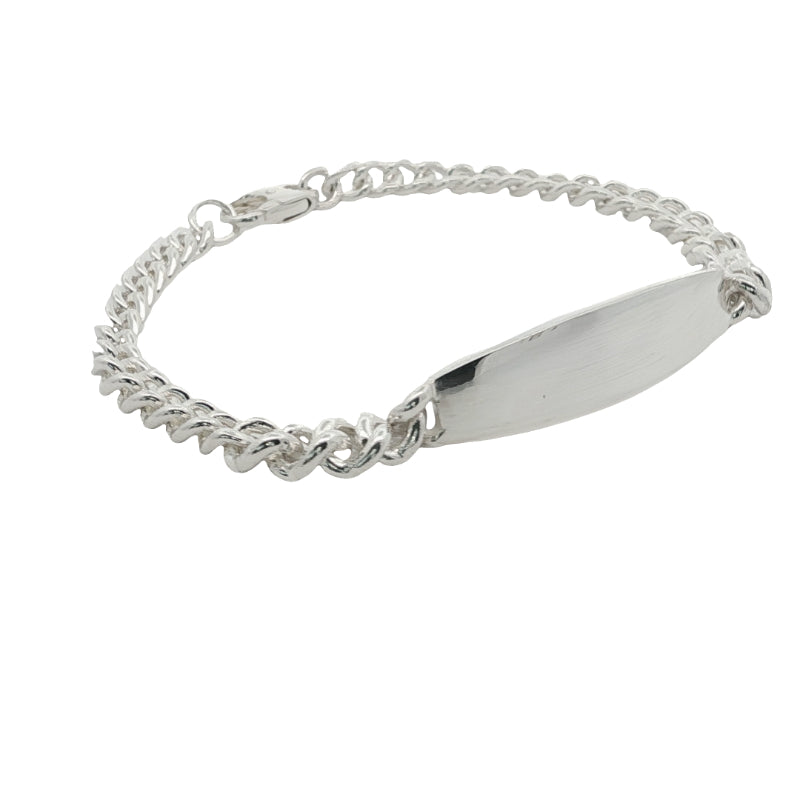 Engravable ID curb bracelet in sterling silver