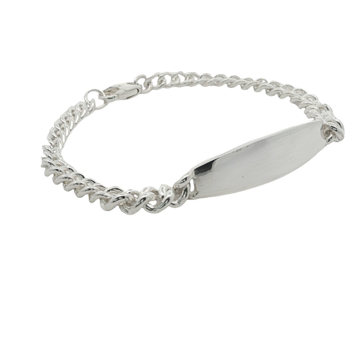 Engravable ID curb bracelet in sterling silver