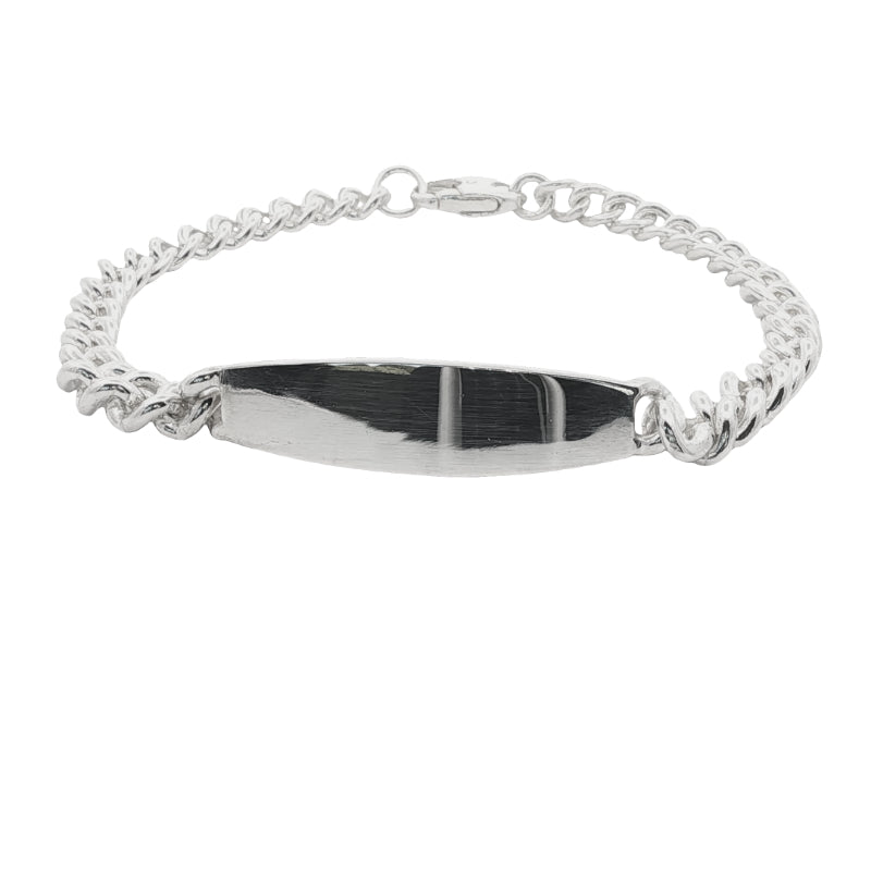 Engravable ID curb bracelet in sterling silver