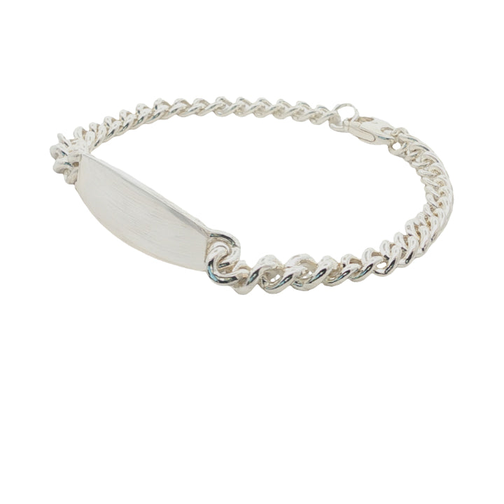 Engravable ID curb bracelet in sterling silver