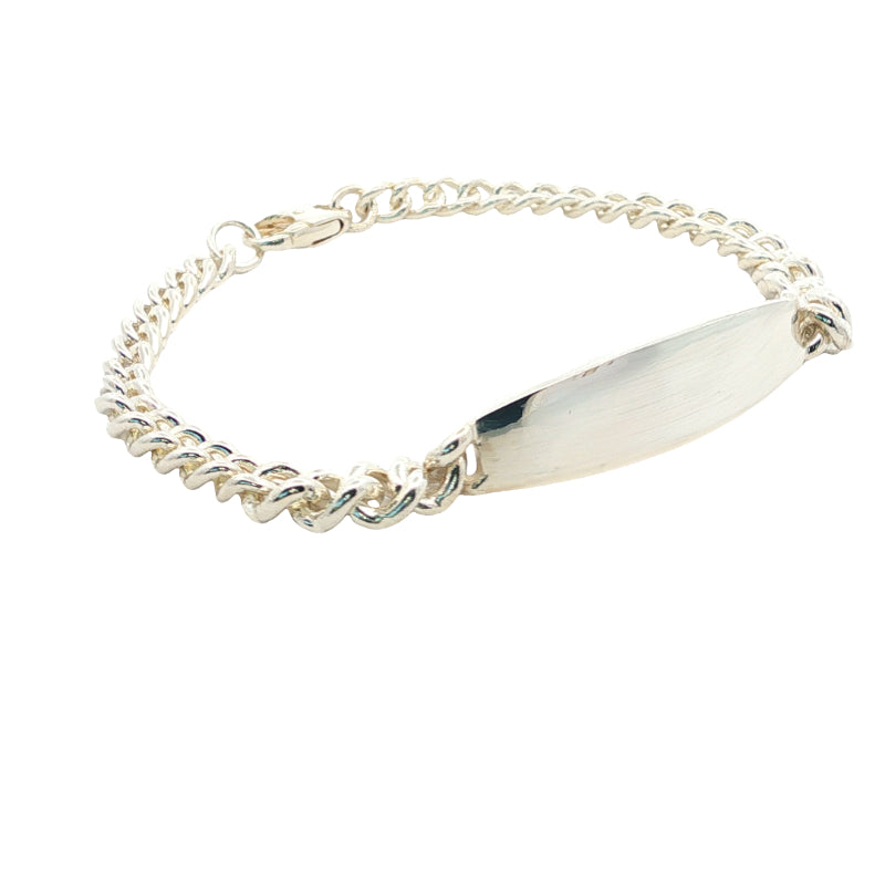 Engravable ID curb bracelet in sterling silver