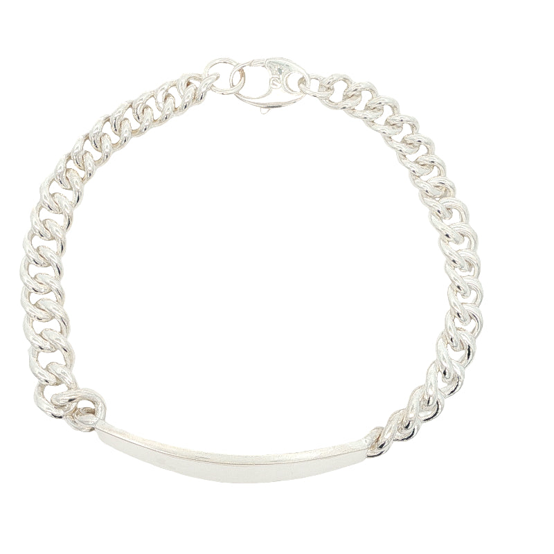 Engravable ID curb bracelet in sterling silver