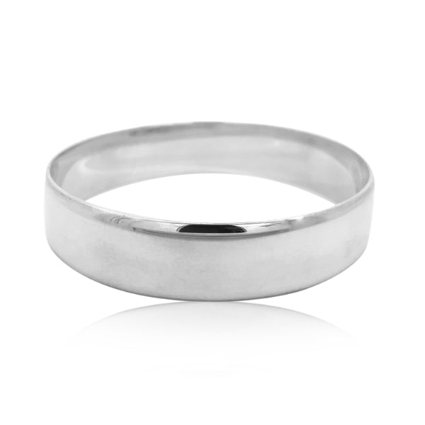 Wide plain bangle in sterling silver