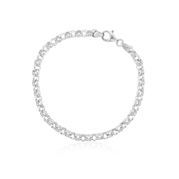 Sterling silver heavy round belcher 21cm bracelet