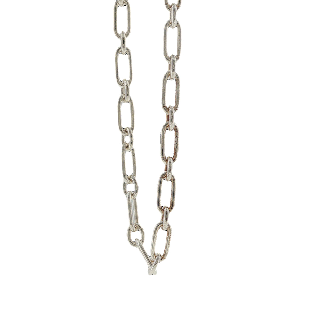 Paperclip figaro bracelet in sterling silver - 19cm