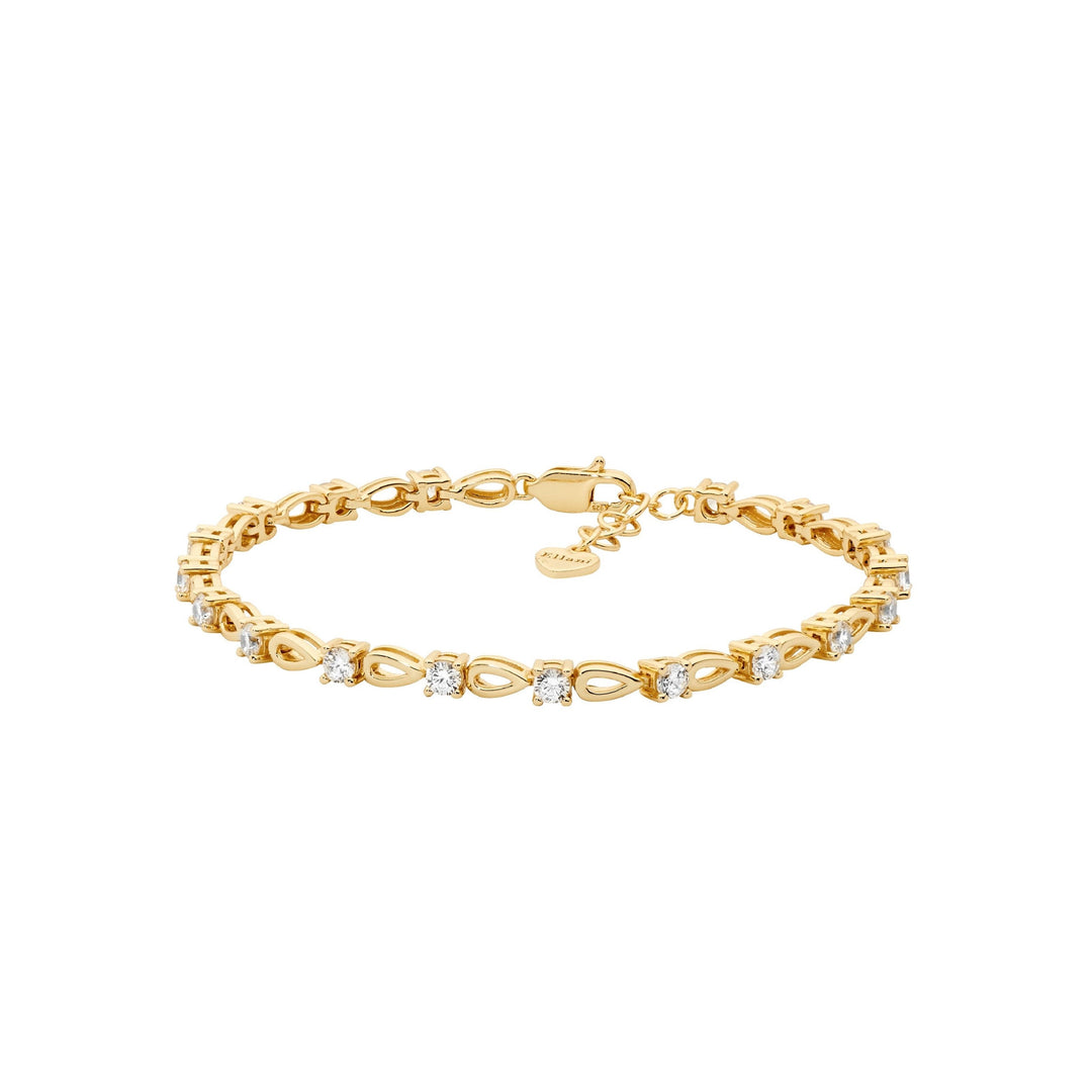 Ellani open tear cz bracelet in gold plated sterling silver - 17cm plus extension