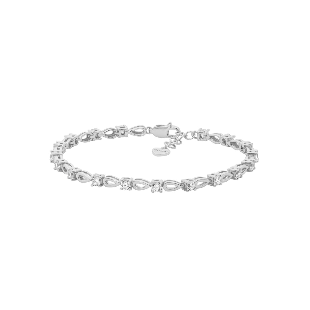 Ellani open tear cz bracelet in sterling silver - 17cm plus extension