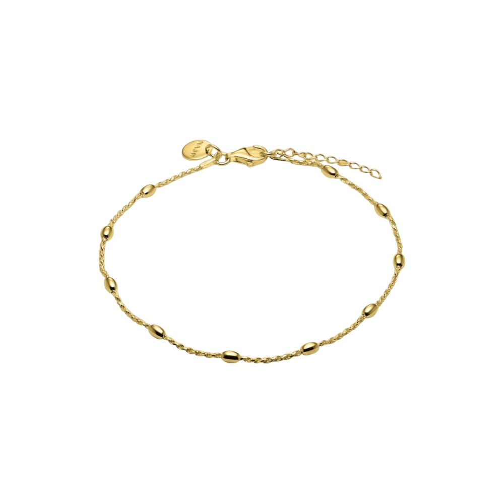 Najo - The cassiopeia anklet with oval beads in gold plated sterling silver - 23cm + extension