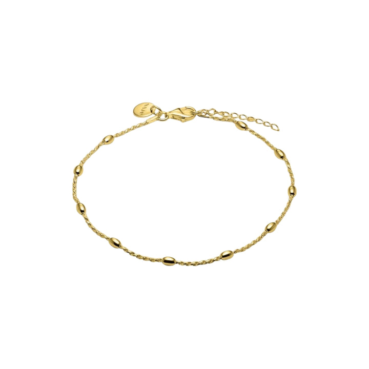 Najo - The cassiopeia anklet with oval beads in gold plated sterling silver - 23cm + extension