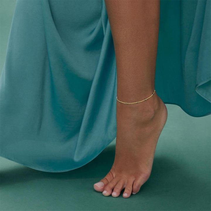 Najo - The cassiopeia anklet with oval beads in gold plated sterling silver - 23cm + extension