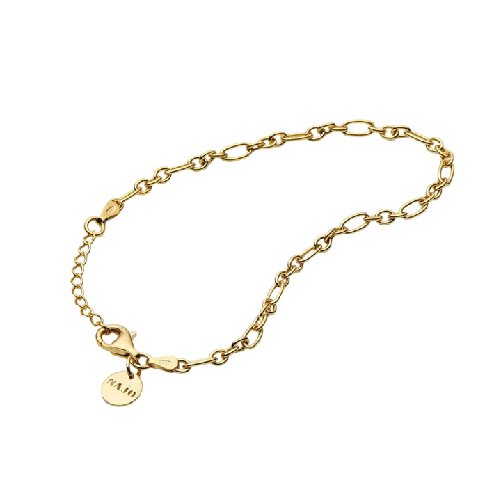 Najo - the daybreak bracelet with small and large oval links in gold plated sterling silver - 18.5cm + extension