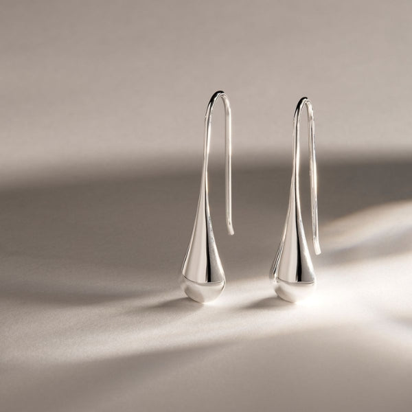 My Silent Tears Fixed Drop Earrings in Silver. 8x30mm