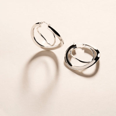 Najo - Strudel double creole hoop earrings in sterling silver