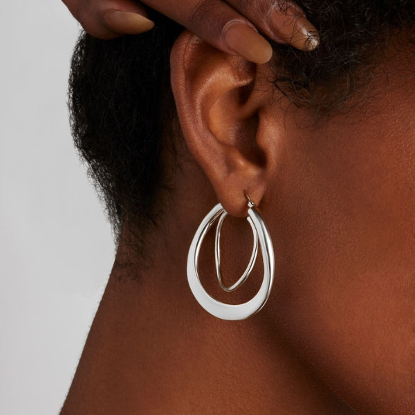 Najo - Strudel double creole hoop earrings in sterling silver