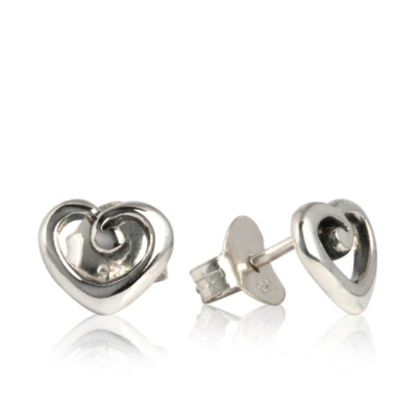 Evolve Heart of NZ stud earrings in sterling silver