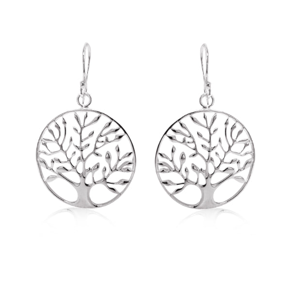 Tree of life drop errings in sterling silver