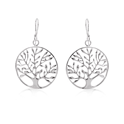 Tree of life drop errings in sterling silver