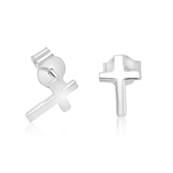 Cross stud earrings in sterling silver