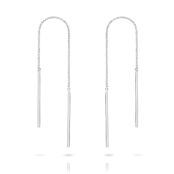 Thread cable chain earrings in sterling silver - 85mm