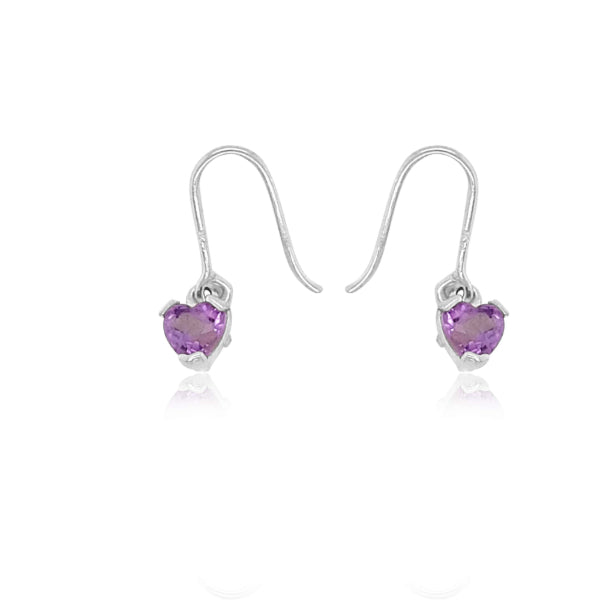 Amethyst Hearts on silver hooks