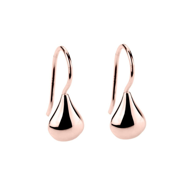 Najo - Baby tears teardrop fixed hook earrings in rose gold tone over sterling silver