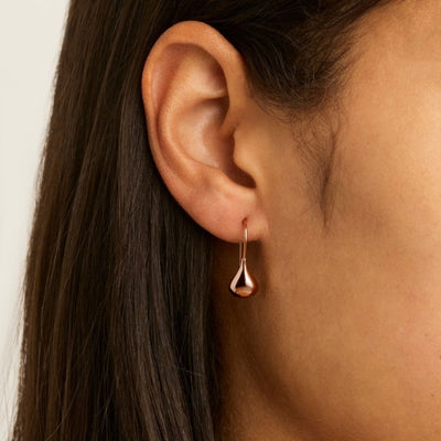 Najo - Baby tears teardrop fixed hook earrings in rose gold tone over sterling silver