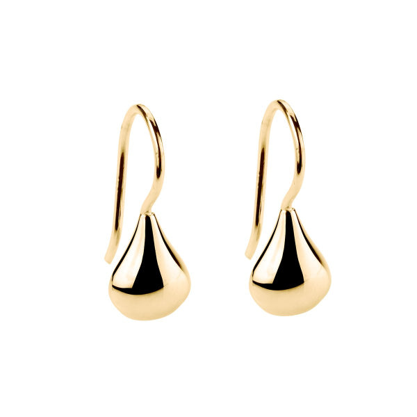 Najo - Baby tears teardrop fixed hook earrings in yellow gold tone over sterling silver 8x18mm