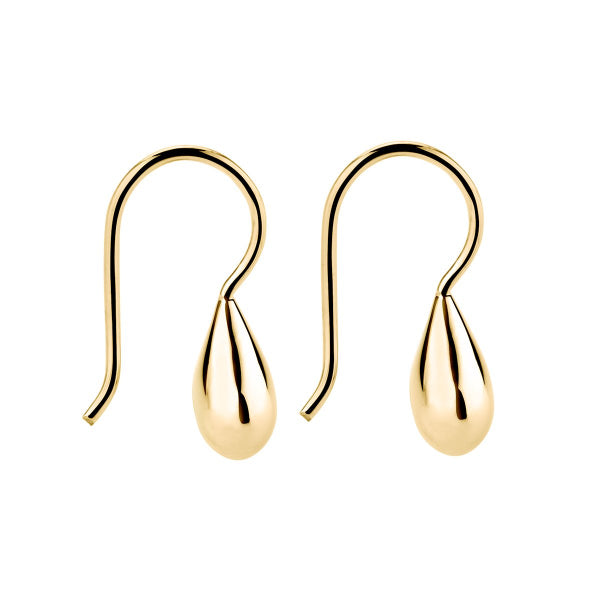 Najo - Baby tears teardrop fixed hook earrings in yellow gold tone over sterling silver 8x18mm