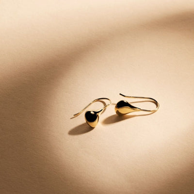 Najo - Baby tears teardrop fixed hook earrings in yellow gold tone over sterling silver 8x18mm