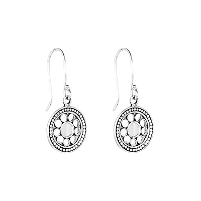 Najo - Trail oxidised beaded disc hook earrings in sterling silver