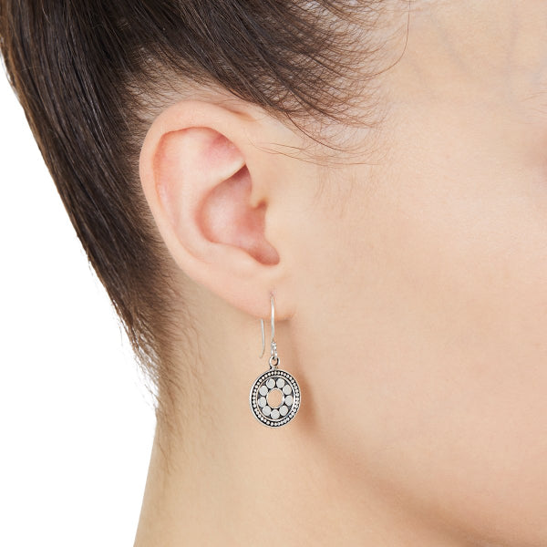 Najo - Trail oxidised beaded disc hook earrings in sterling silver