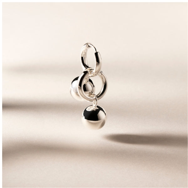Najo - On and off hoop and ball earrings in sterling silver 12mm