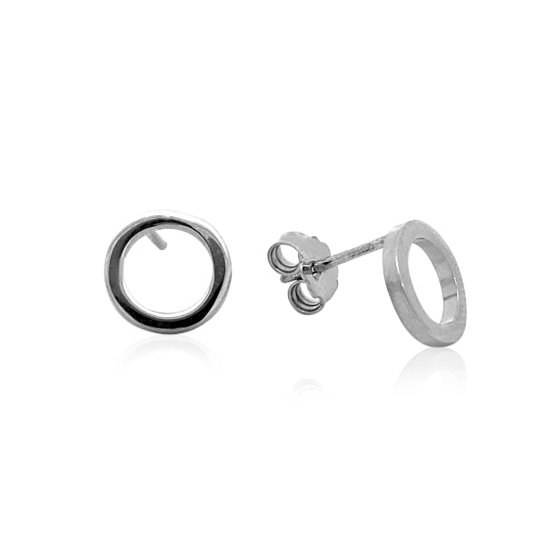 Open circle stud earrings in sterling silver 10mm