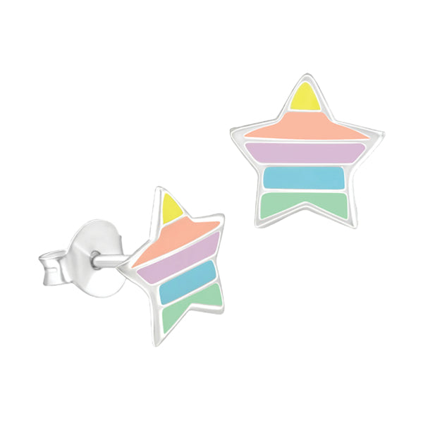 Rainbow Stars earrings in silver