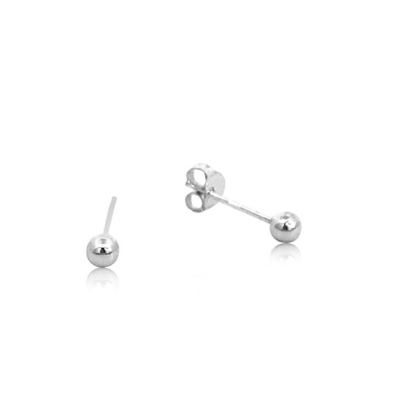 Ball stud earrings in sterling silver 3mm