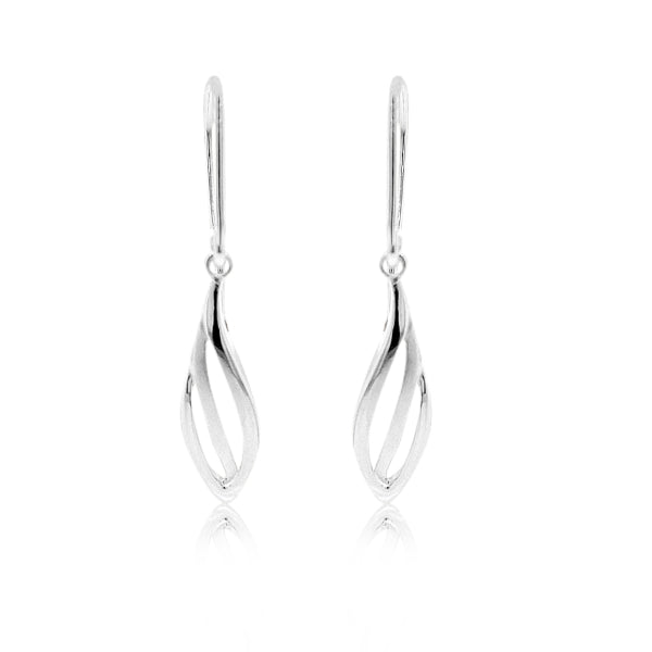 Drop shaped hook earrings in sterling silver 30mm