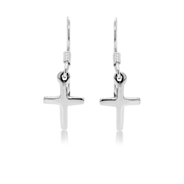 Cross hook earrings in sterling silver