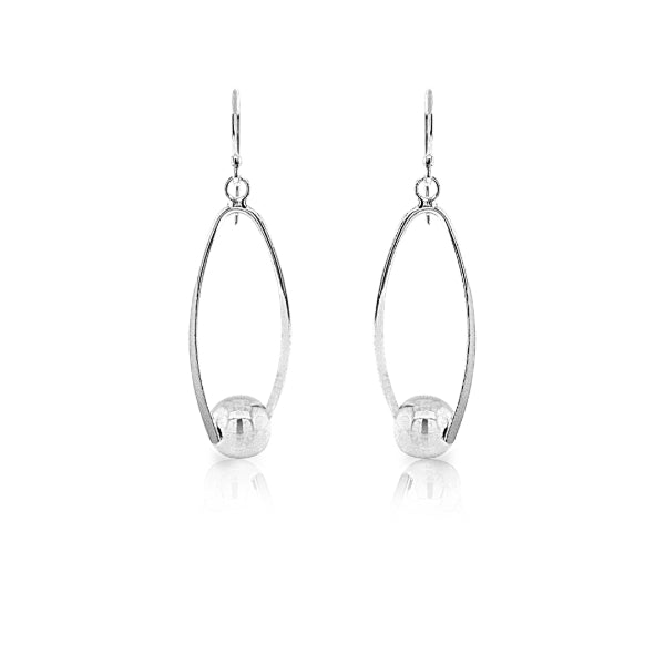 Long twist ball earrings on hooks in sterling silver