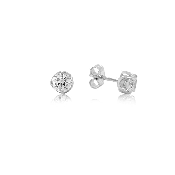 Cubic zirconia stud earrings in sterling silver 5mm
