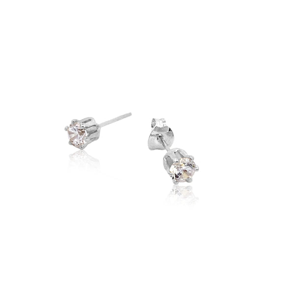 Cubic zirconia stud earrings in sterling silver - 4mm