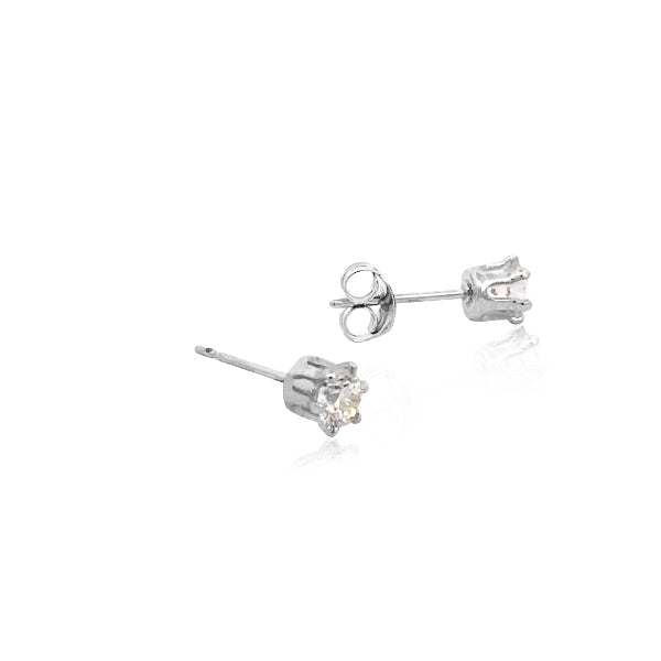 Cubic zirconia stud earrings in sterling silver - 4mm