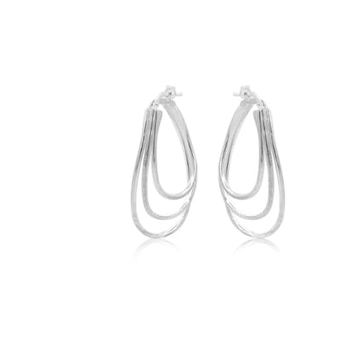 Triple oval hoop twist earrings in sterling silver