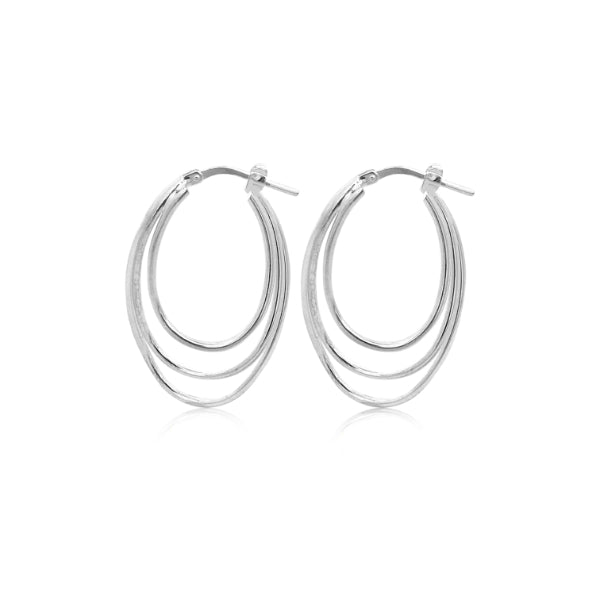 Triple oval hoop twist earrings in sterling silver