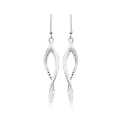 Twisted oval hook earrings in matt sterling silver