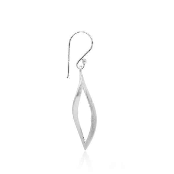 Twisted oval hook earrings in matt sterling silver