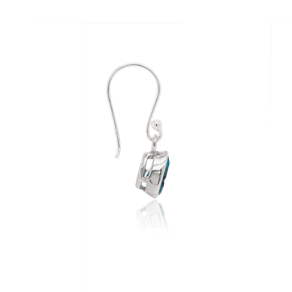 Blue Topaz teardrop hook earrings in sterling silver