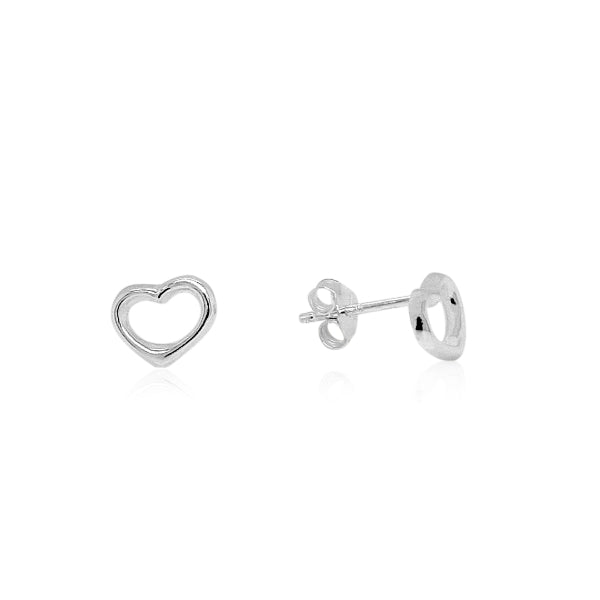 Open Heart stud earrings in silver