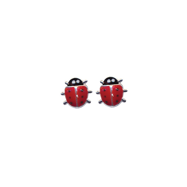 Lady beetle stud earrings in sterling silver